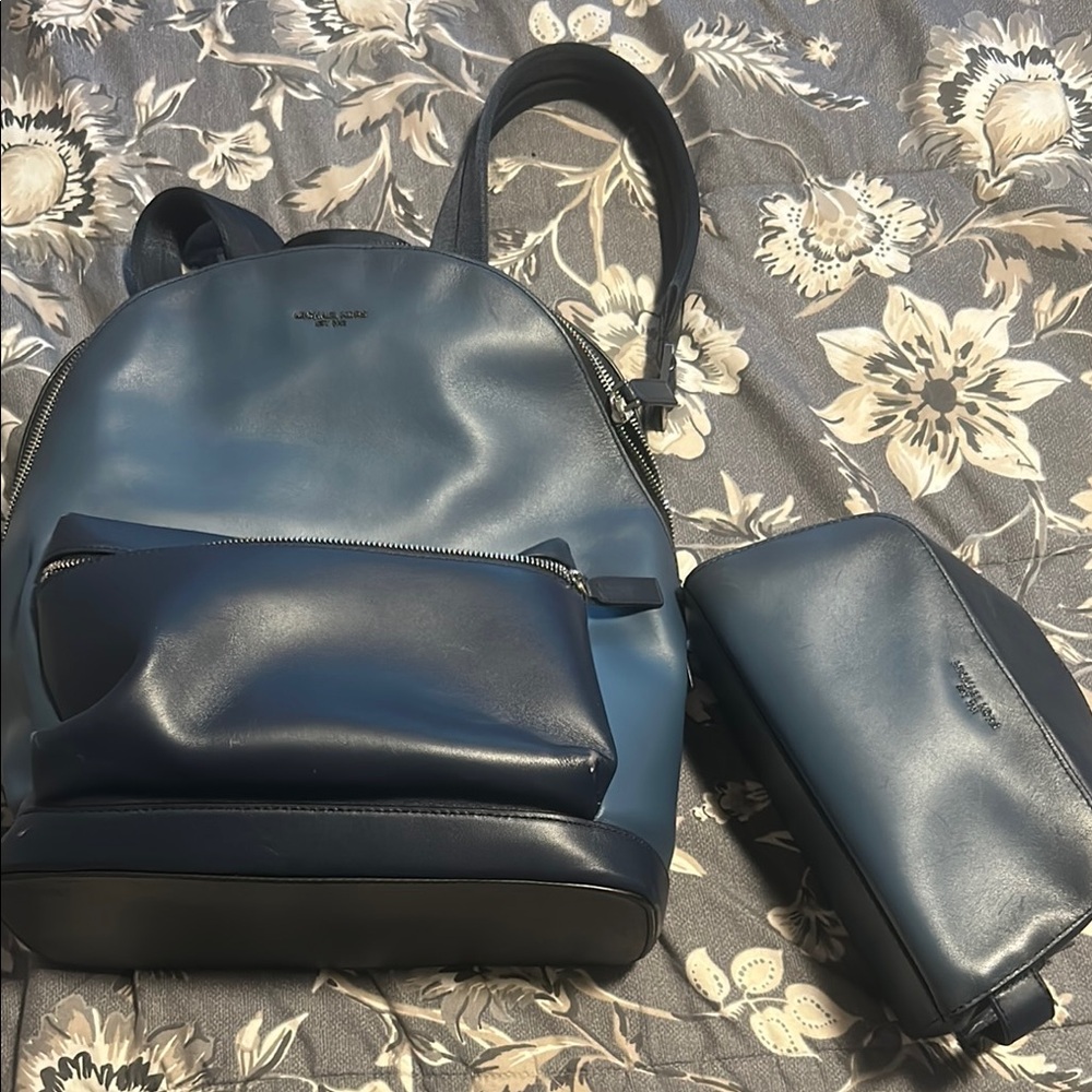 Michael Kors Blue Ombré Leather Backpack and strangle case Set